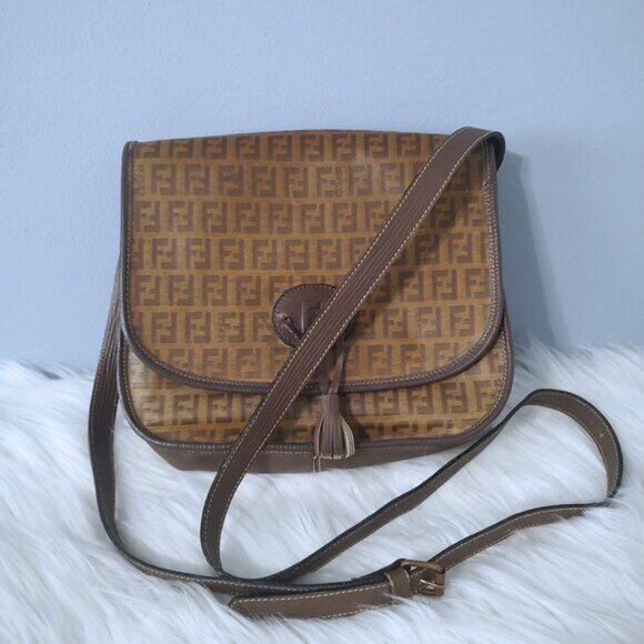 Fendi zucca vintage coated canvas crossbody EUC - Picture 1 of 10